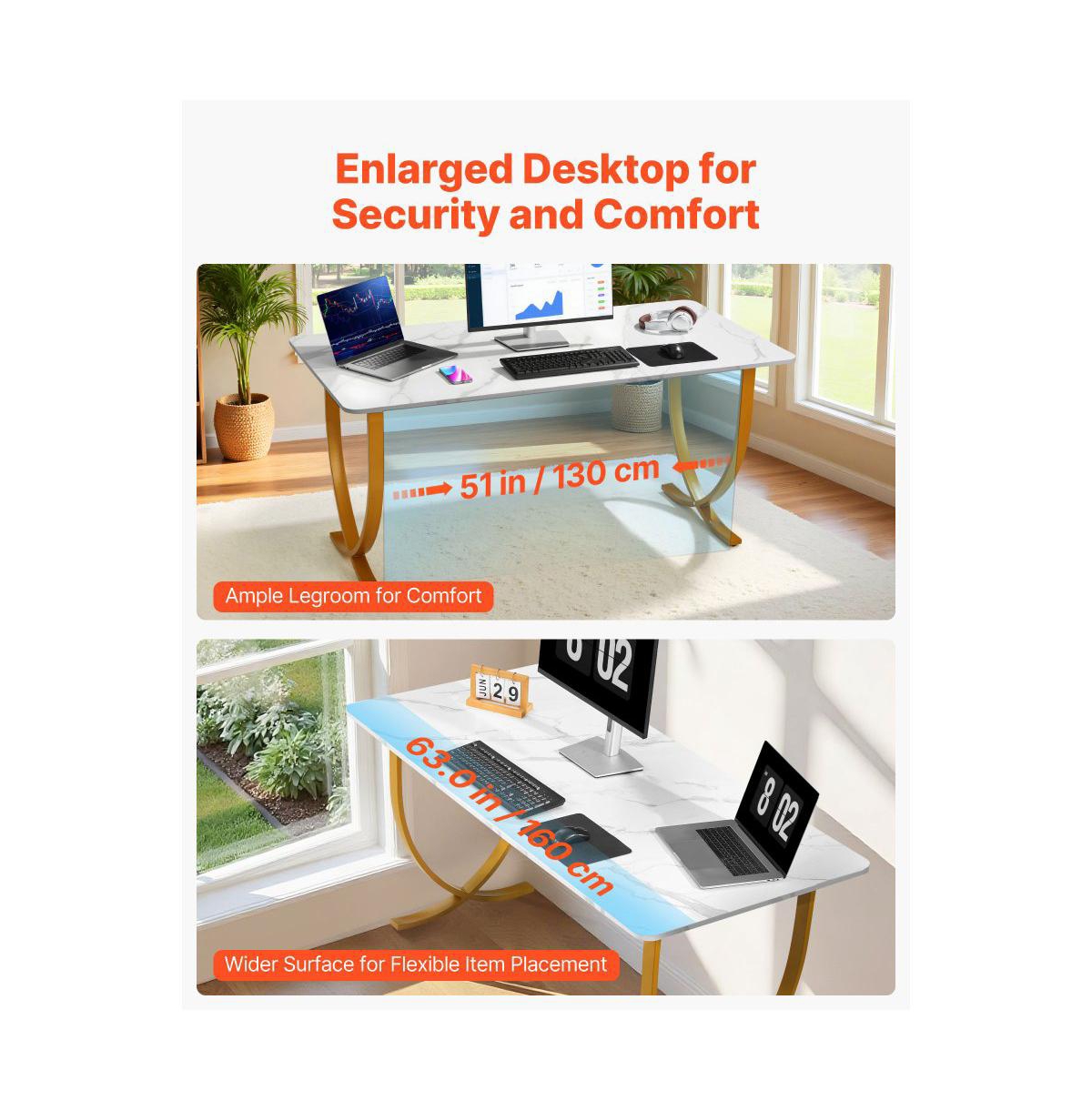 Slickblue Large Executive Computer Desk, Modern Office Workstation for Conference Room and Home Office