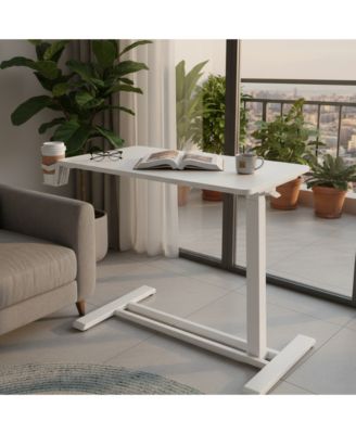 H7 Pneumatic Height-Adjustable Overbed Side Table, 28" x 16", White - H7W-2816