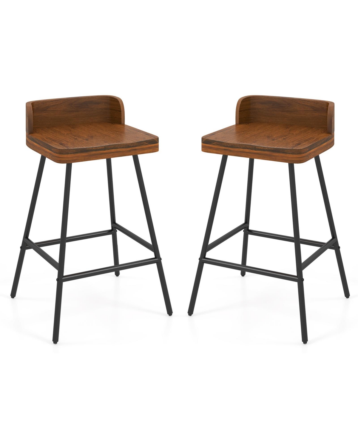 Gymax 2Piece 24'' Counter Height Bar Stool w/Low Back Metal Legs Footrest for Kitchen