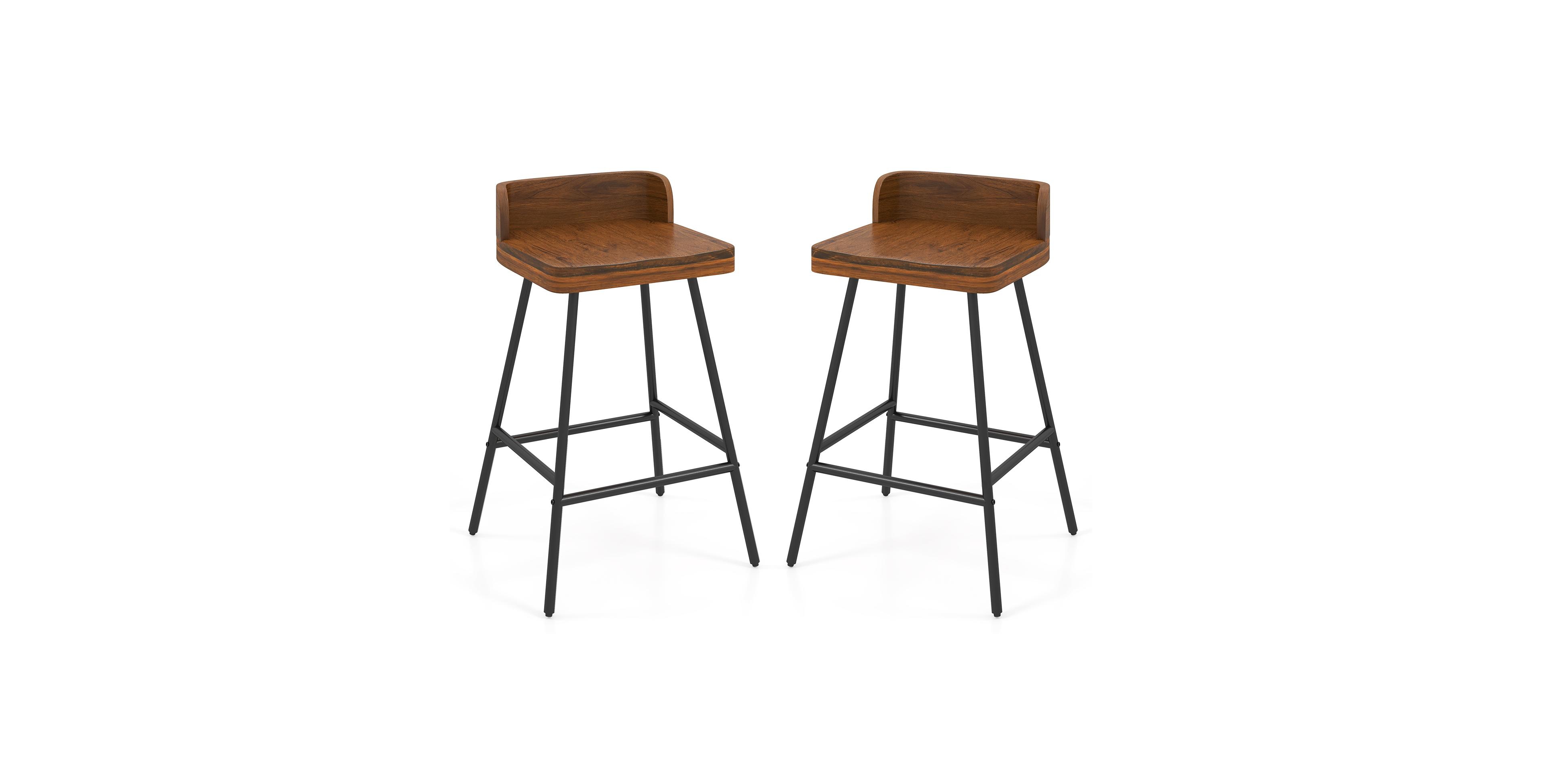 Gymax 2Piece 24'' Counter Height Bar Stool w/Low Back Metal Legs Footrest for Kitchen