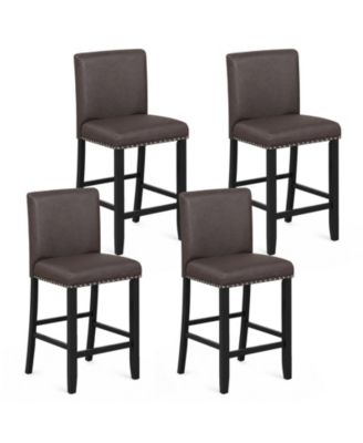 4Piece Upholstered Bar Stool25.5'' Counter Height PVC Leather Accent Bar Chairs
