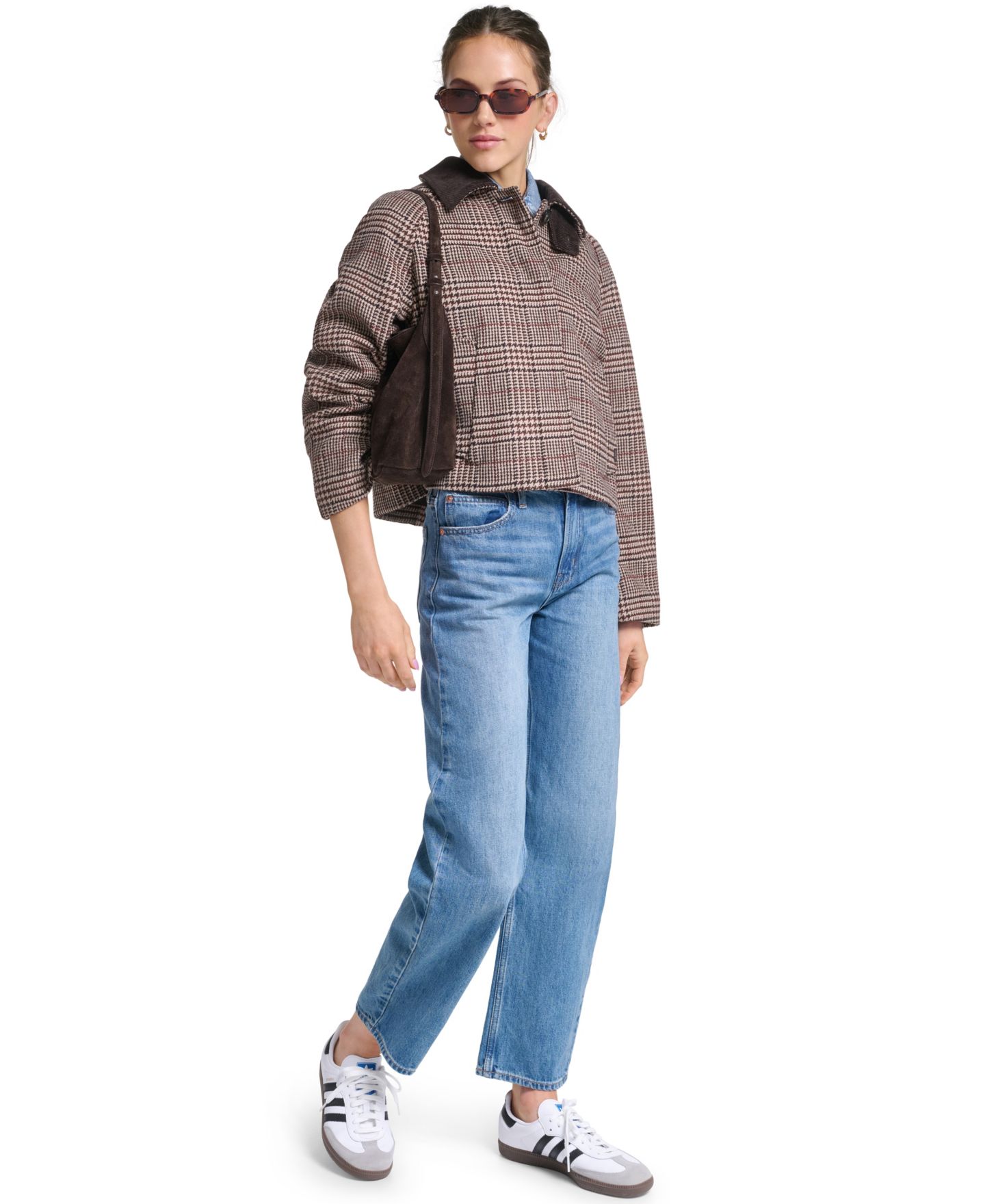 Женская куртка Levi's Mac Wool-Blend Short, цвет: Коричневый комбинированный клетчатый кофейный — фото 7