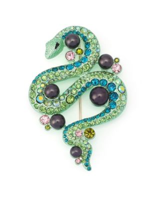 Faux-Stone Pav&eacute; Snake Brooch