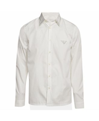 Women's Men's Rhinestone-Embellished Cotton Dress Shirt