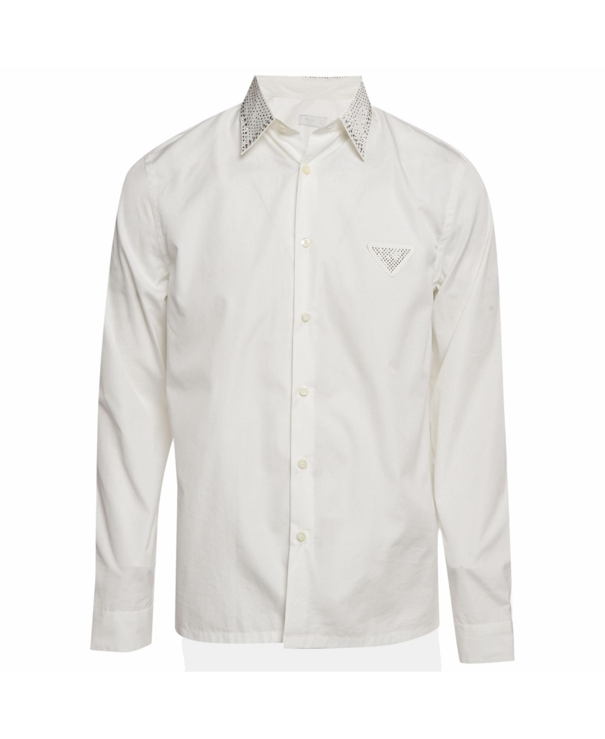 Pre-Owned Prada Women's Men's Rhinestone-Embellished Cotton Dress Shirt - White