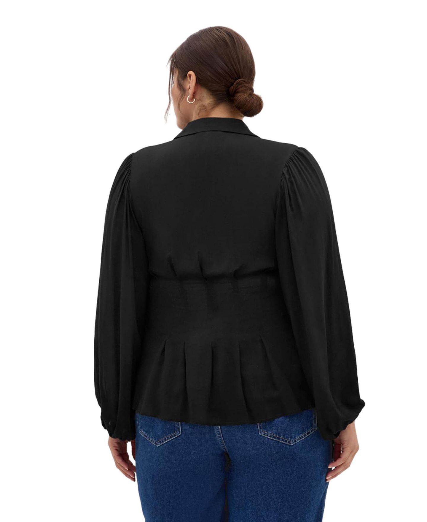 Женская рубашка CITY CHIC Plus Size Piper Button-Up Collared Relaxed-Fit Long-Sleeve Shirt, цвет: Чёрный — фото 2