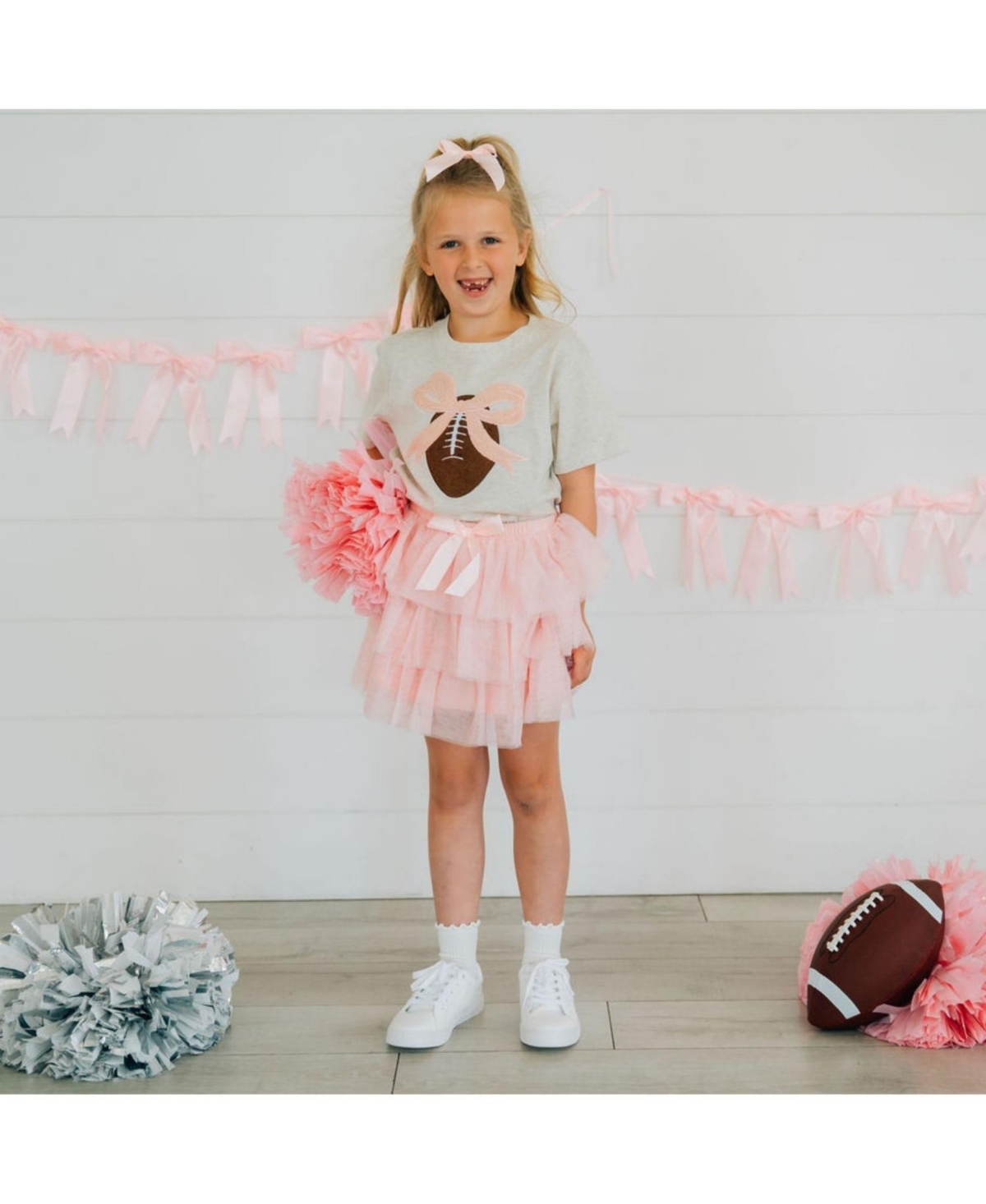 Sweet Wink Little and Big Girls Coquette Football Patch Short Sleeve T-Shirt