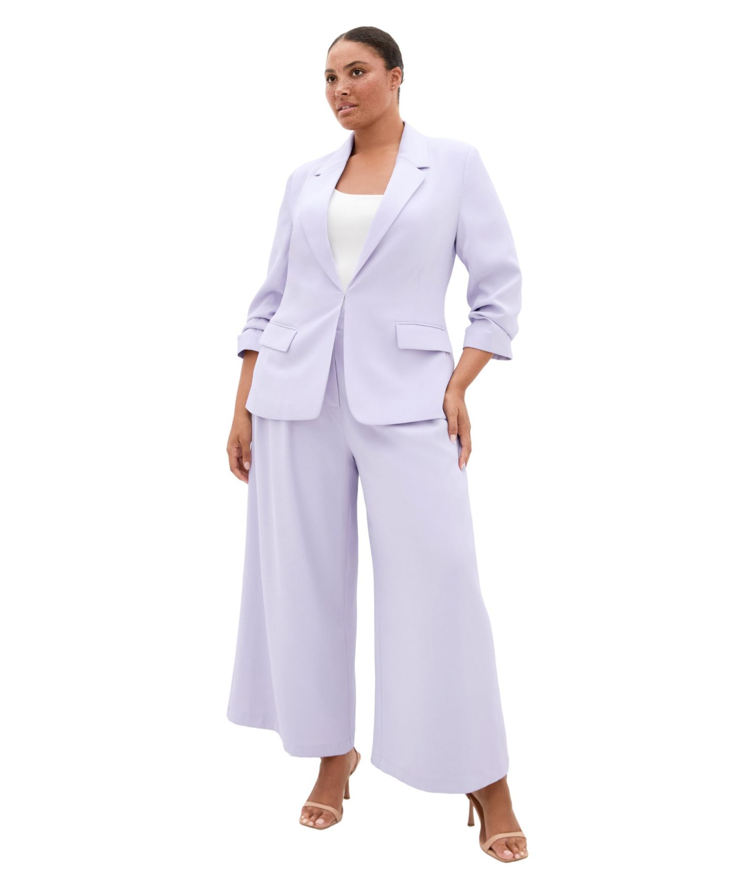 Женский пиджак CITY CHIC Plus Size Abbie Gathered Elbow Sleeves Blazer, цвет: Сиреневый — фото 3