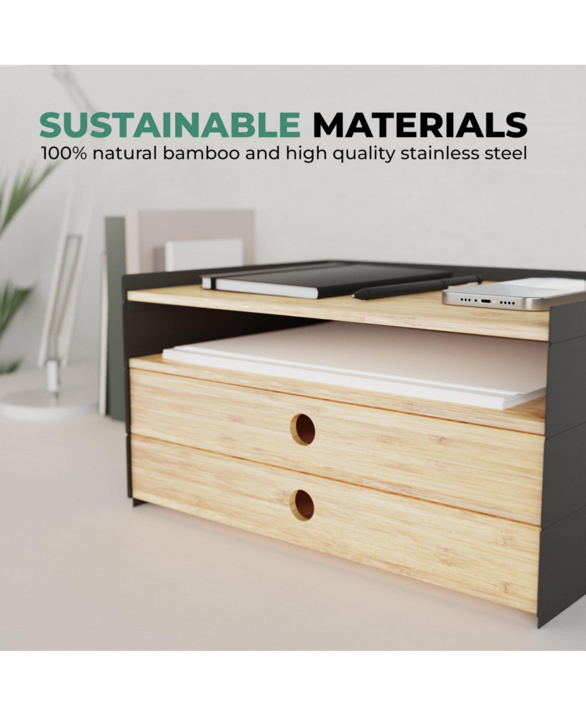 Danrong Wood Desktop Organizer With Stackable Expandable Storage For Office Home