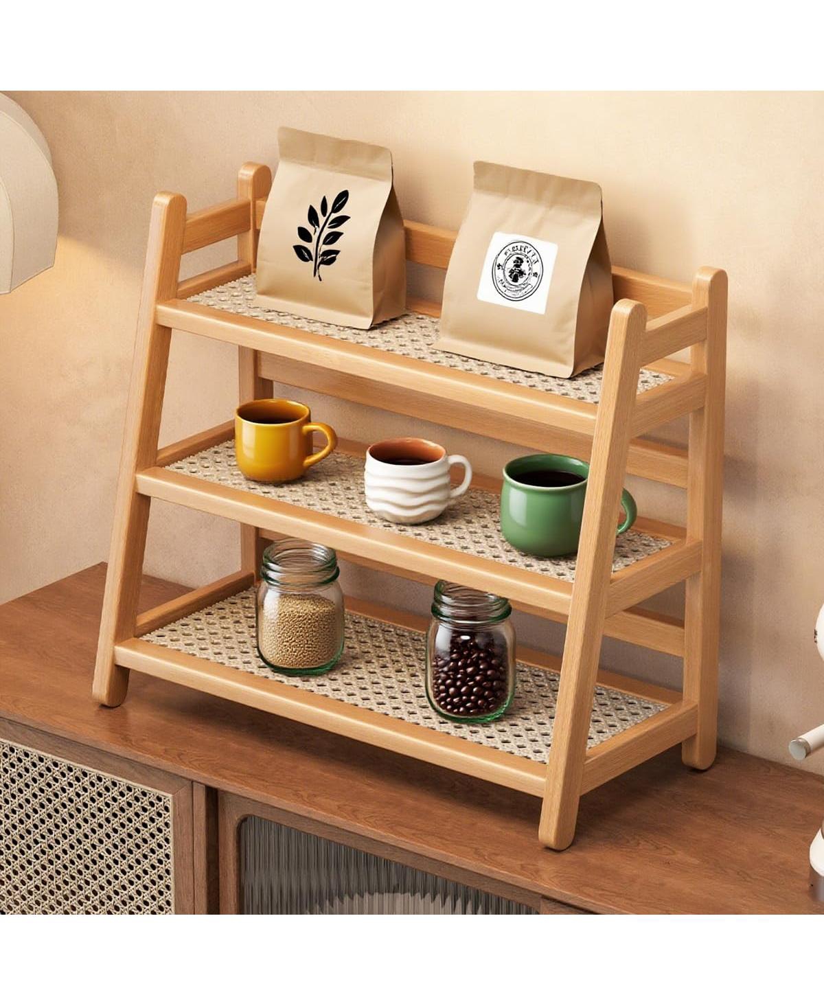 Danrong Three Tier Wooden Ladder Storage Rack Multifunctional Home Organizer