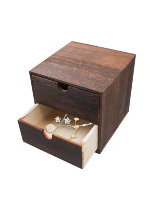 Rustic Wooden Dual Drawer Desk Organizer Farmhouse Countertop Storage