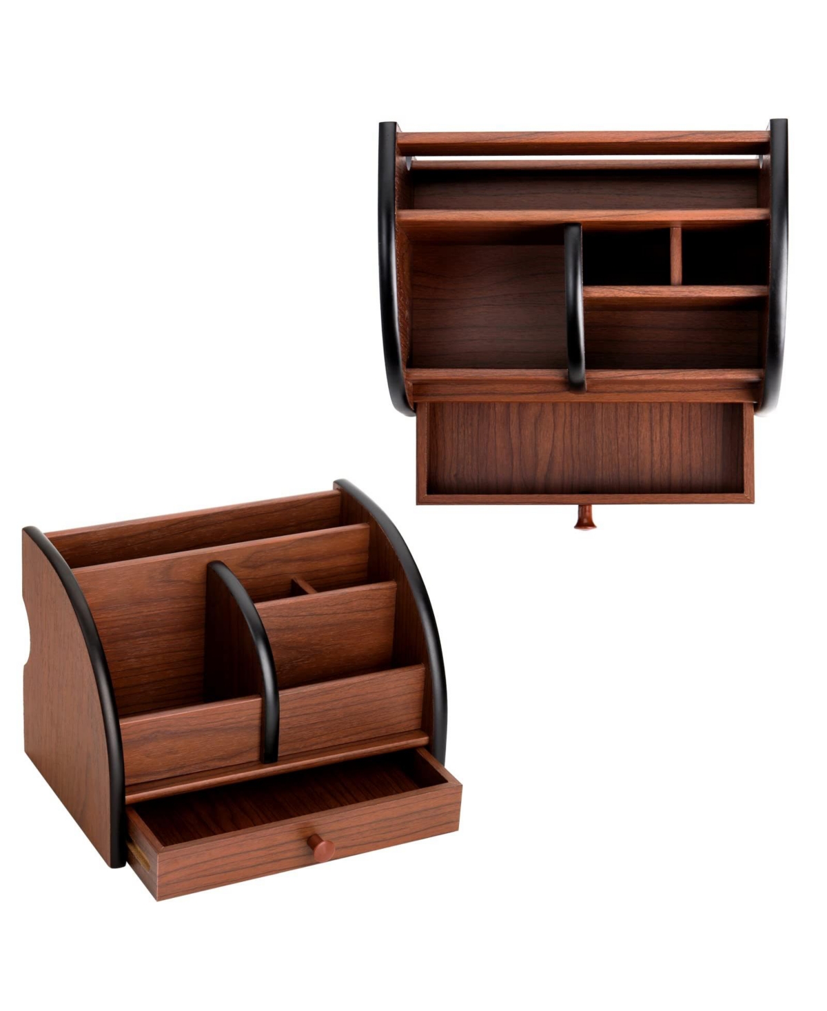 Danrong Wooden Desk Organizer With Drawer Remote Control Holder Makeup Stationery Storage Rack