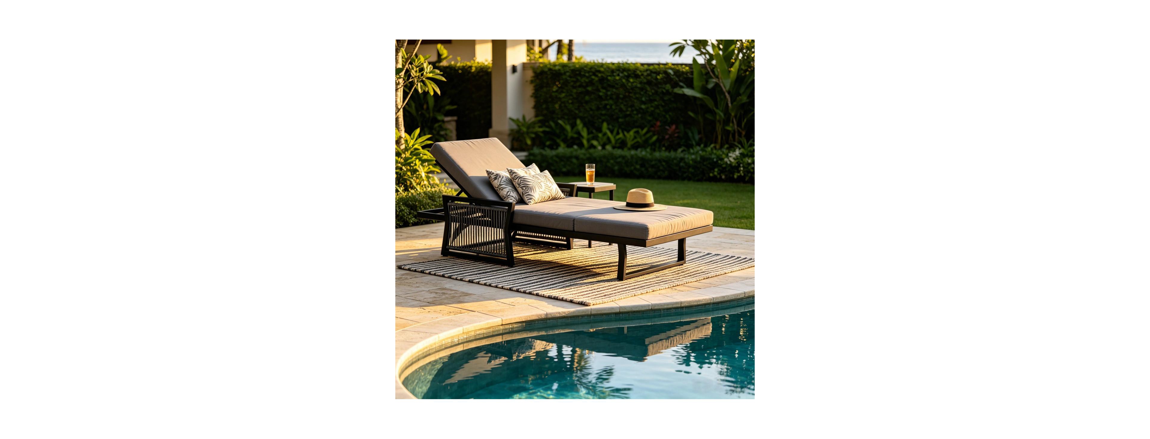 Asagikoiai 5-Position Adjustable Outdoor Chaise Lounge with 3-Fold Cushion for Pool or Backyard
