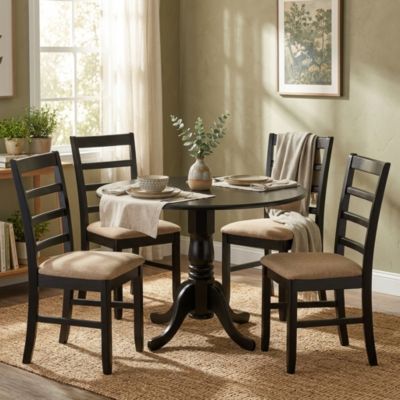 DLPF5-BLK-C 5 PcKitchen Table set - Small Kitchen Table and 4 Kitchen Dining Chairs