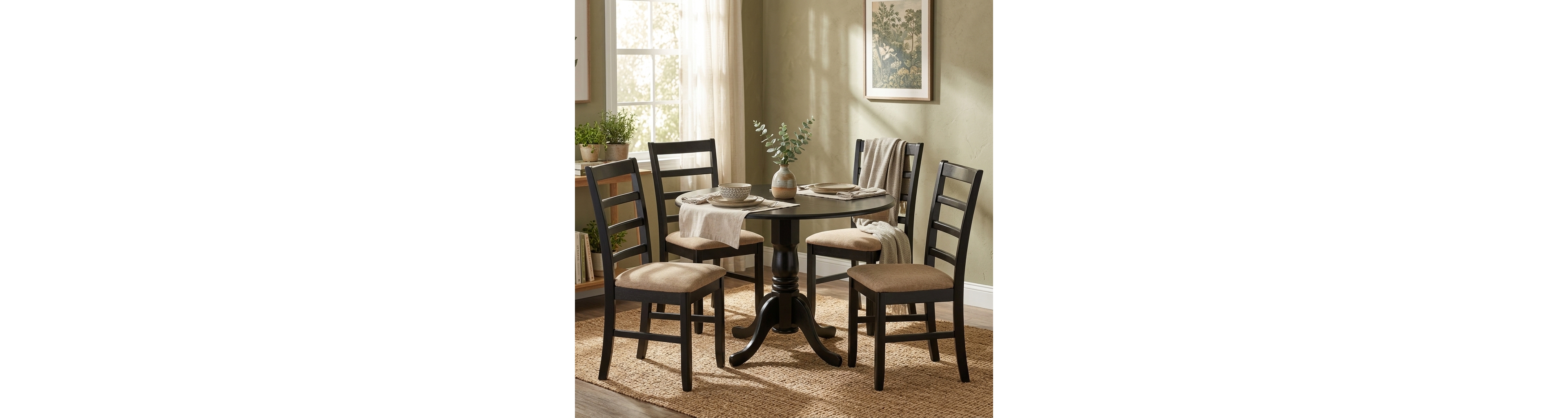 East West Furniture DLPF5-blk-c 5 PcKitchen Table set - Small Kitchen Table and 4 Kitchen Dining Chairs
