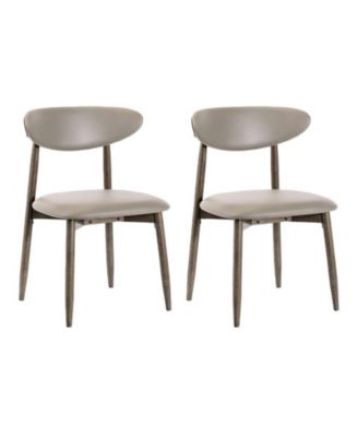 Set of 2 Upholstered Dining Chairs with Curved Backrest and Wood Frame