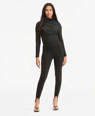 Women's High-Waisted Stirrup Rhinestone Leggings