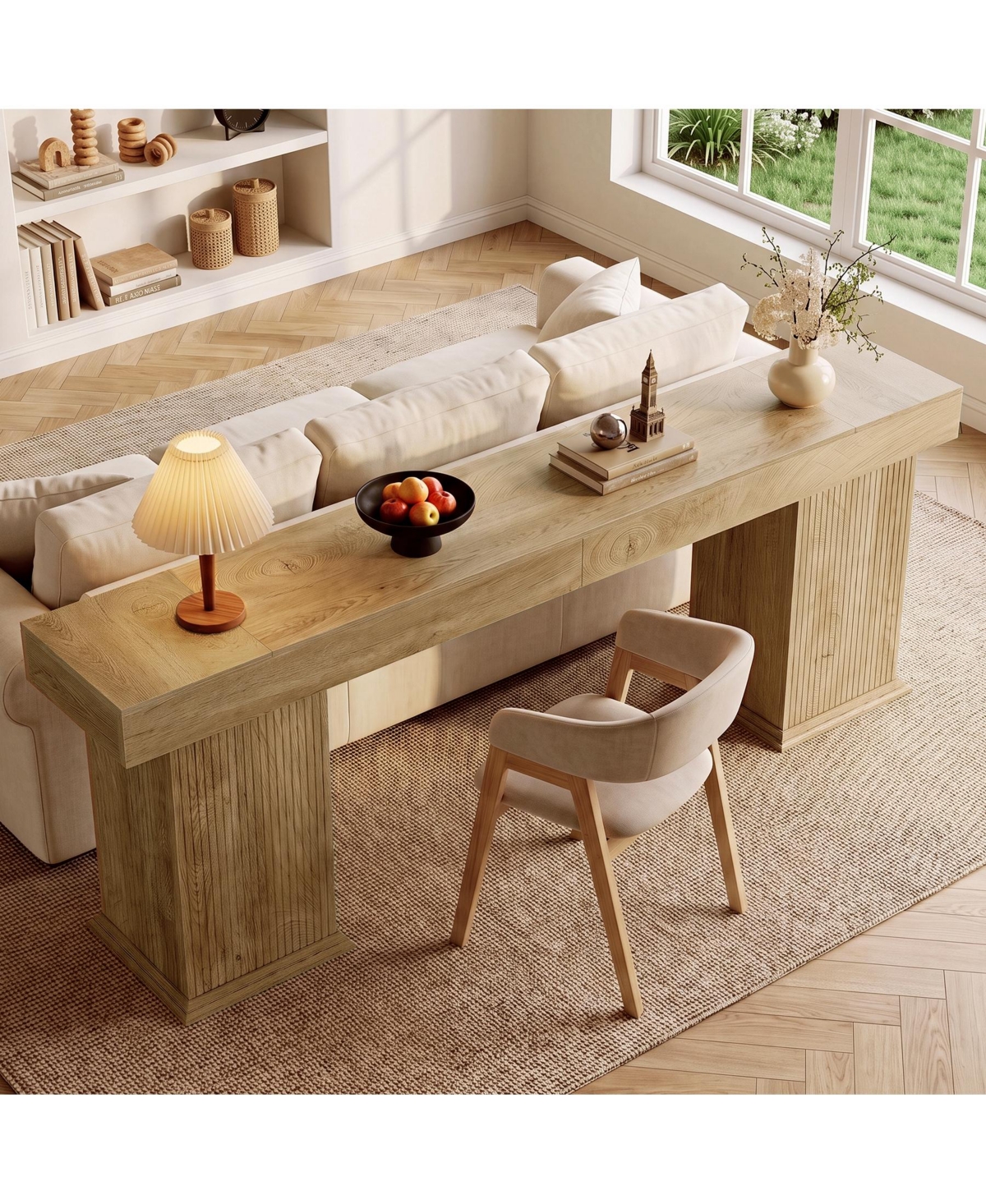 Tribesigns 78.74" Light Oak Console Table, Entryway Sofa Table