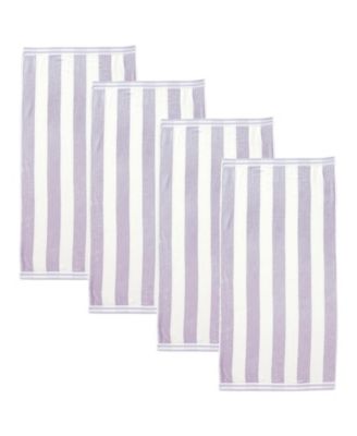  Velour Cabana Stripe Cotton 4-Pieces. Beach Towel Set, 30" x 60"