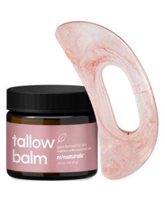 Beef Tallow Scented Balm and Gua Sha Bundle with Grass-Fed Beef Tallow, Honey, Beeswax, Olive Oil and Massage Tool
