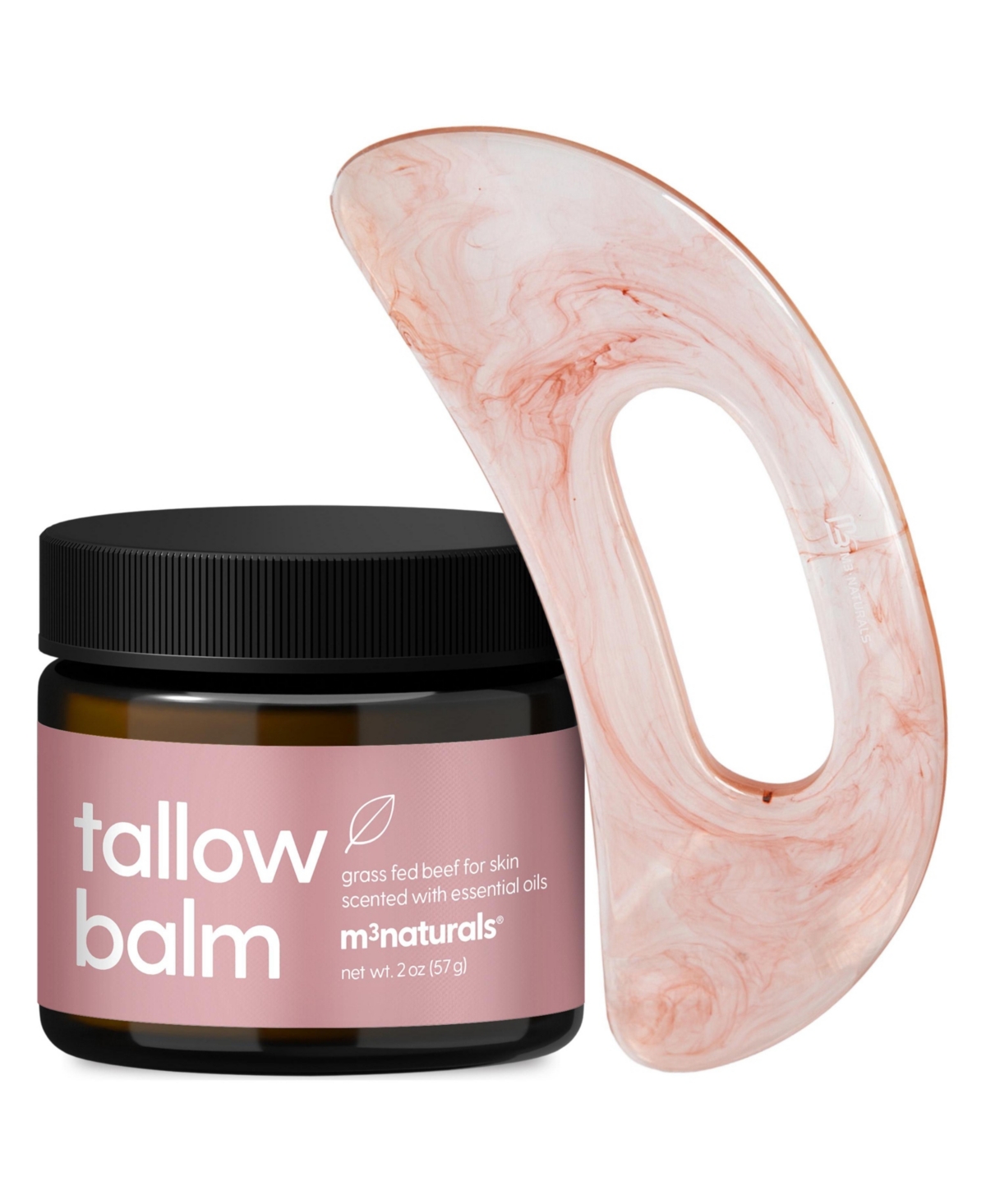 M3 Beef Tallow Scented Balm and Gua Sha Bundle with Grass-Fed Beef Tallow, Honey, Beeswax, Olive Oil and Massage Tool