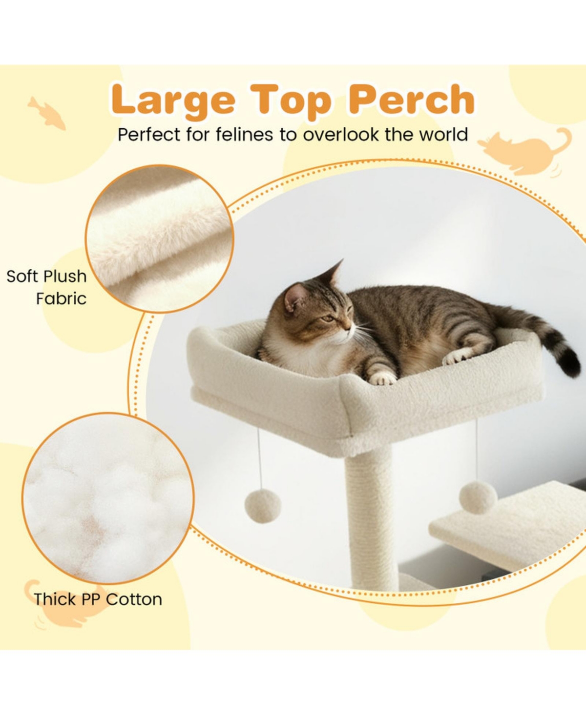 Sugift Multi-Level Modern Cat Tower 58 Inch with Upholstered Perch and 2 Roomy Condos