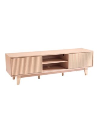 TV Media Console Table for TVs up to 59 Inch with Adjustable Open Shelves and Sliding Door