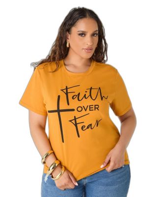 Plus Size Faith Over Fear Graphic Crewneck Tee