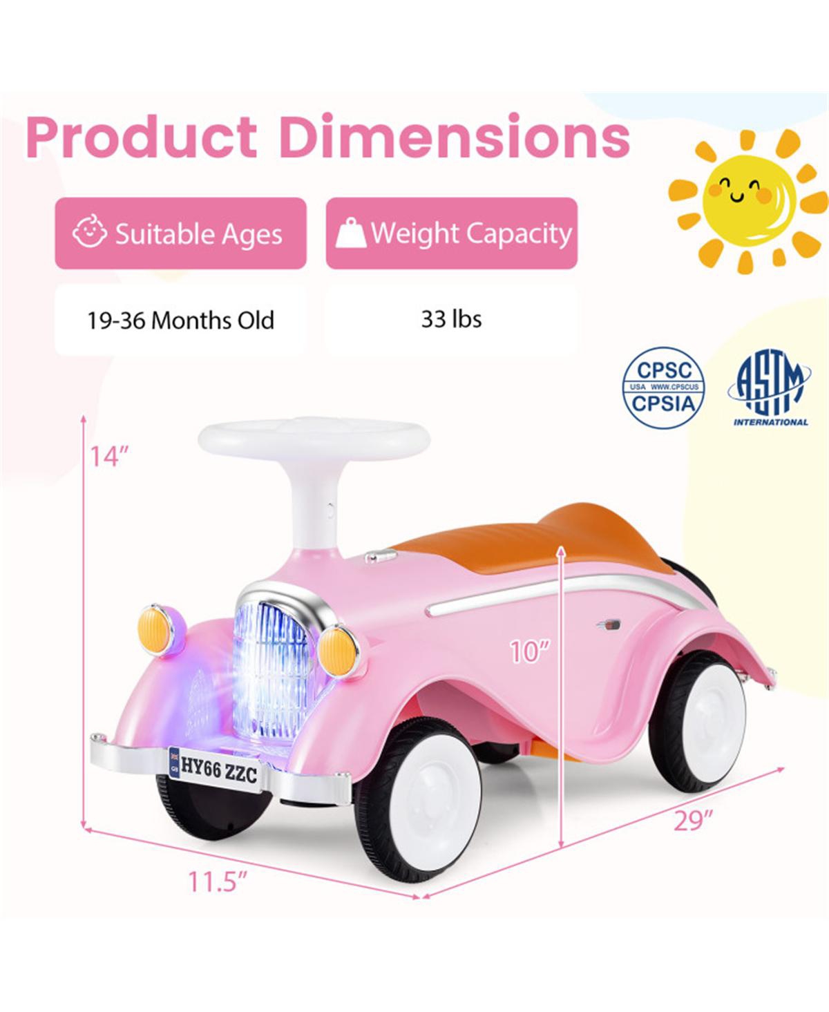 Sevorley Toddler Foot-to-Floor Ride-On Push Car with Horn, Lights and Storage, Ages 19-36 Months