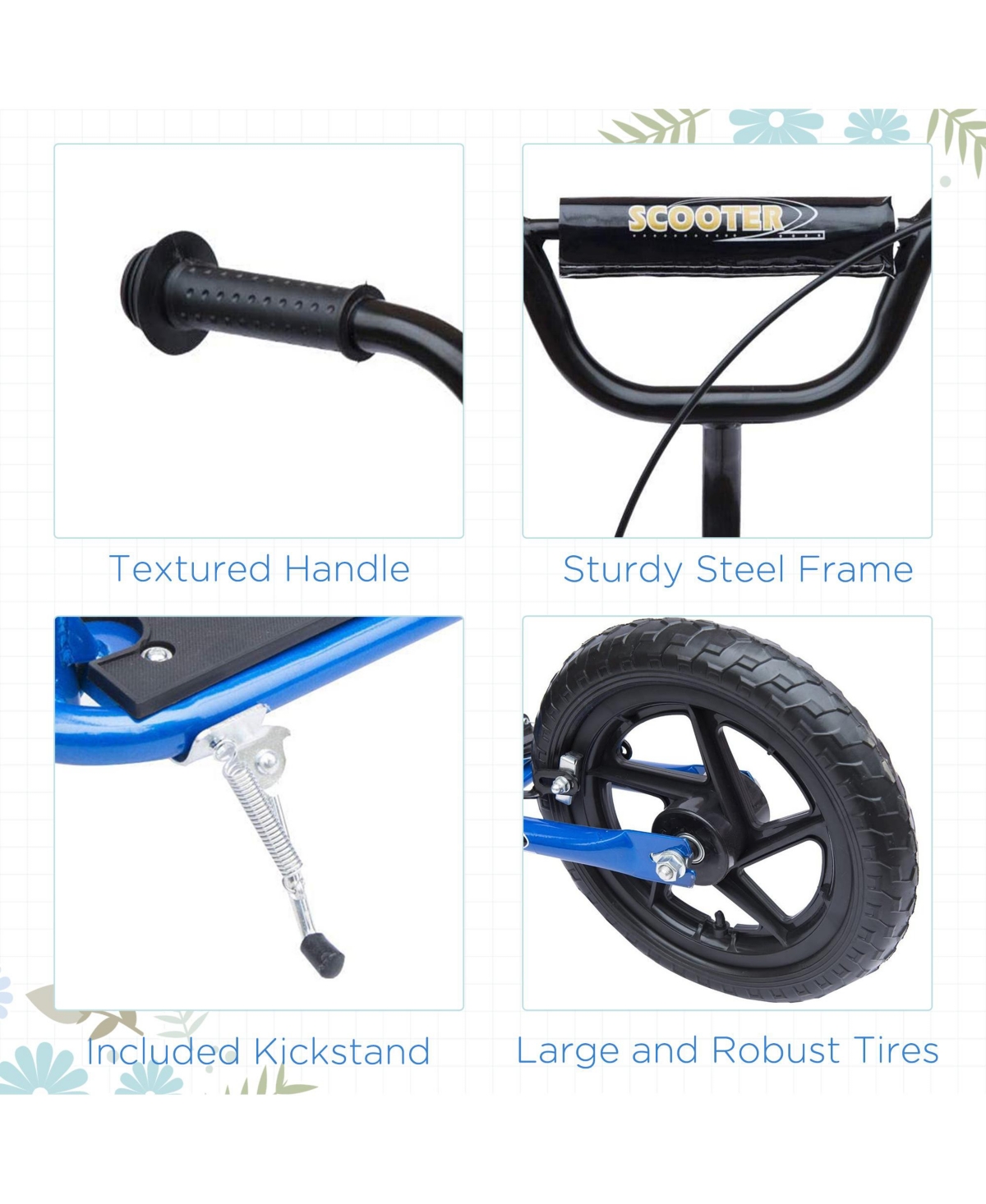 Sevorley Kids Kick Scooter with Adjustable Handlebar, All-Terrain Tires and Non-Slip Deck, Ages 5-12