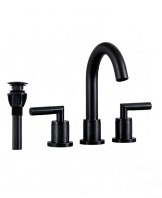 Widespread Bathroom Sink Faucet with Dual Handles, 360degree(s) Swivel High Arc Spout and Pop-Up Drain, 3-Hole Deck Mount
