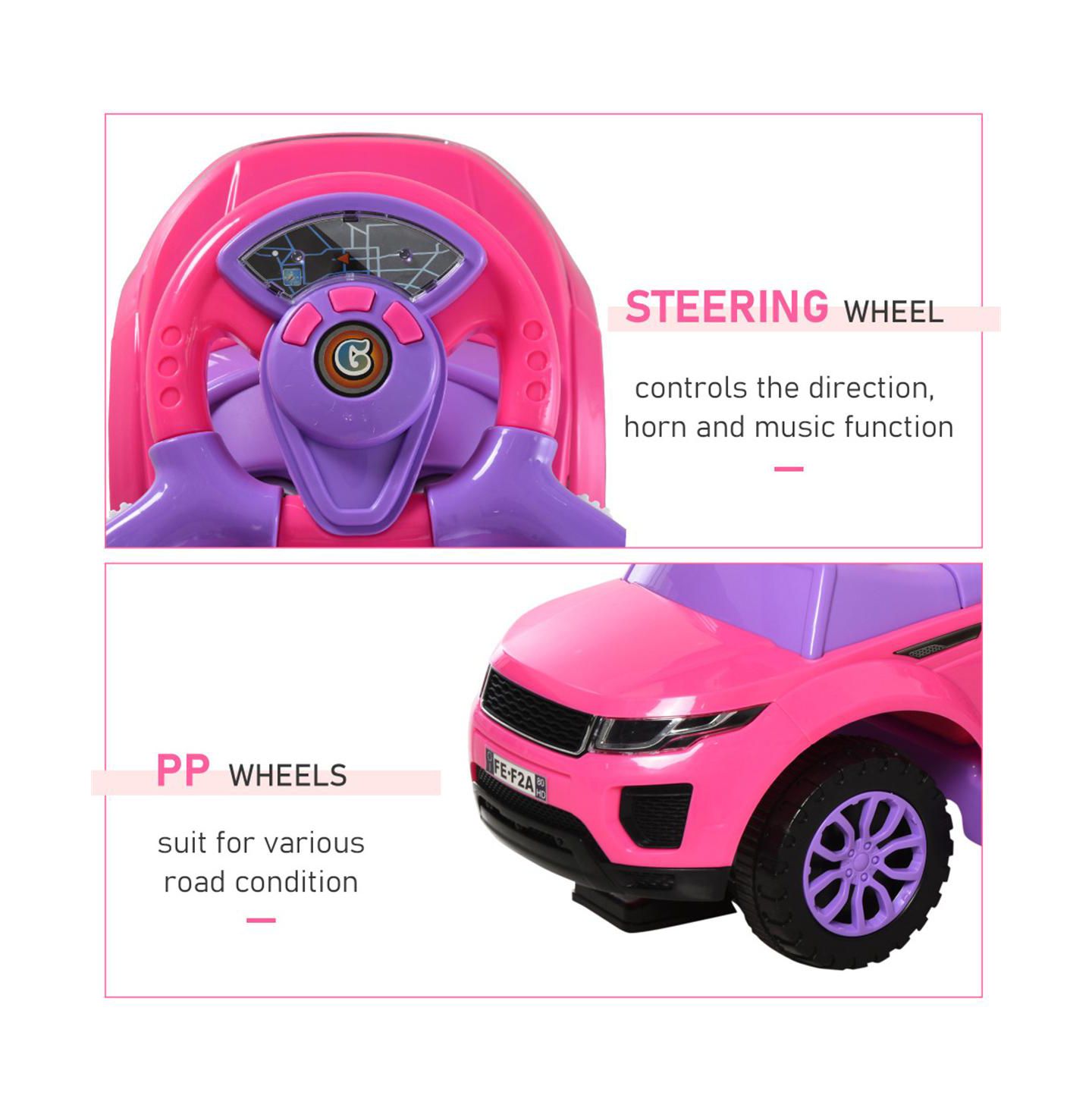 Детская игрушка YOBTOP 3-In-1 Ride On Push Car with Steering Wheel, Horn and Music, Metal, 55 lbs. Capacity, Ages 1-3 Years — фото 4