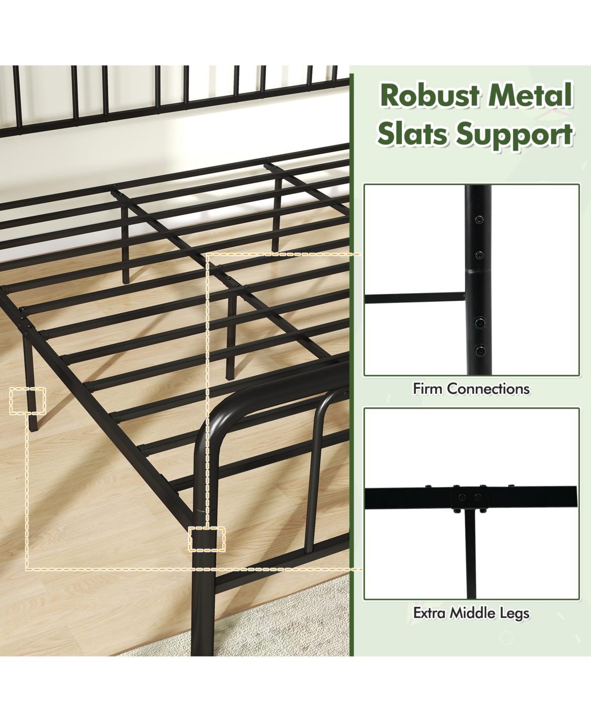 Mecale King Size Metal Platform Bed Frame with Headboard and Footboard
