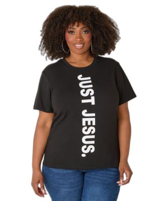 Plus Size Just Jesus Graphic Crewneck T-Shirt