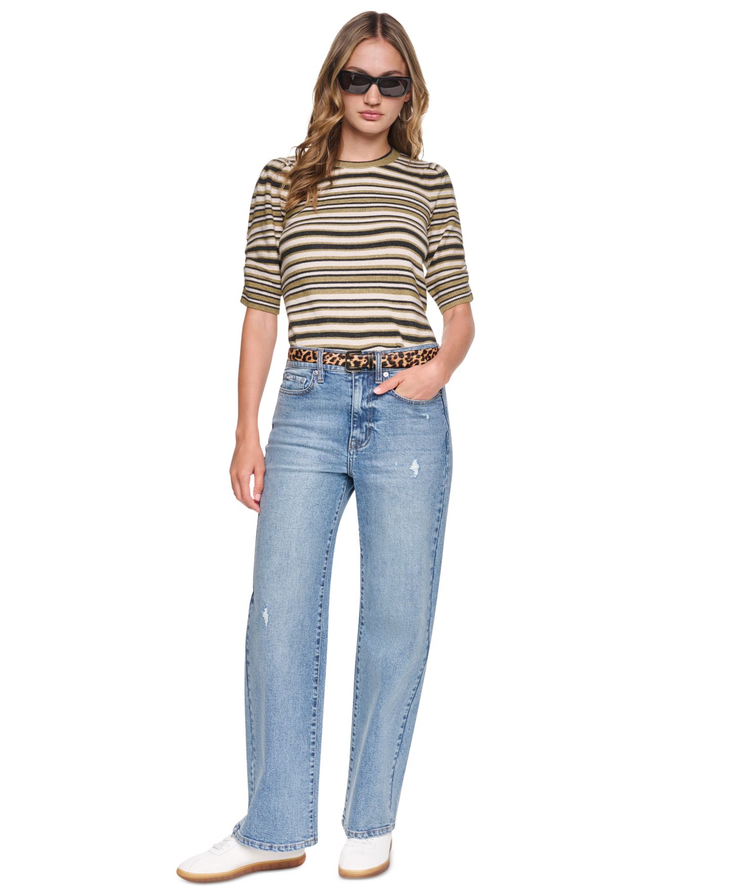 Женские джинсы DKNY Jeans Petite High-Rise Straight-Leg Light Rinse, цвет: Upper West — фото 9