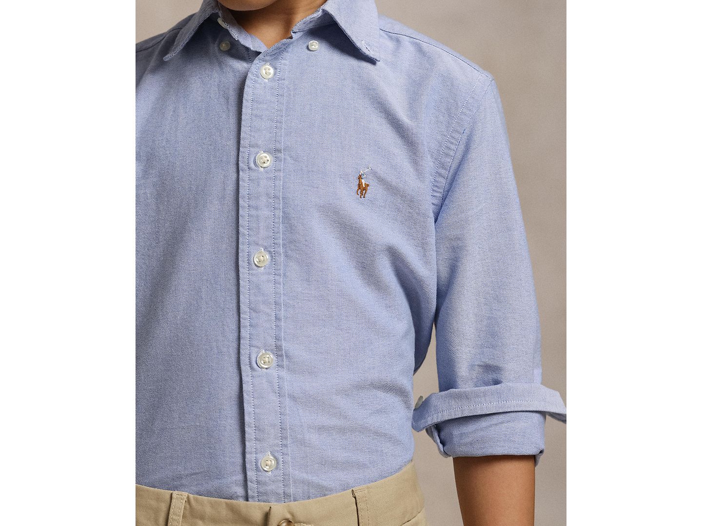 Рубашка Polo Ralph Lauren 8-20 Embroidered Pony Logo Cotton Oxford Shirt для мальчиков, цвет: Светлый синий — фото 3