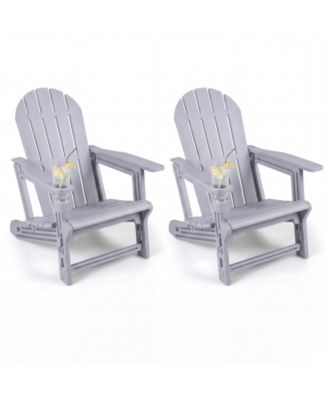 Adirondack Chair Set of 2 HDPE All-Weather Fire Pit Chairs with  Cup Holder