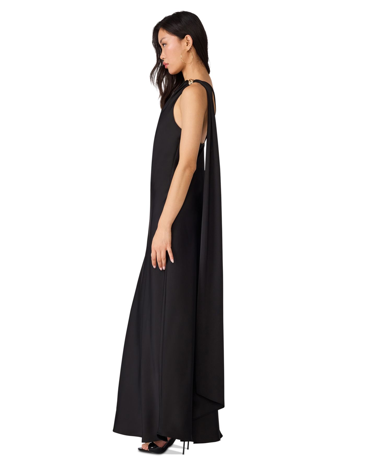 Женское платье Steve Madden Juniors' Aurorah Off-the-Shoulder Satin, цвет: Чёрный — фото 2