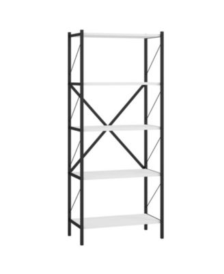 62 Inch 5-Tier Industrial Bookcase with X-Braced Heavy-Duty Metal Frame