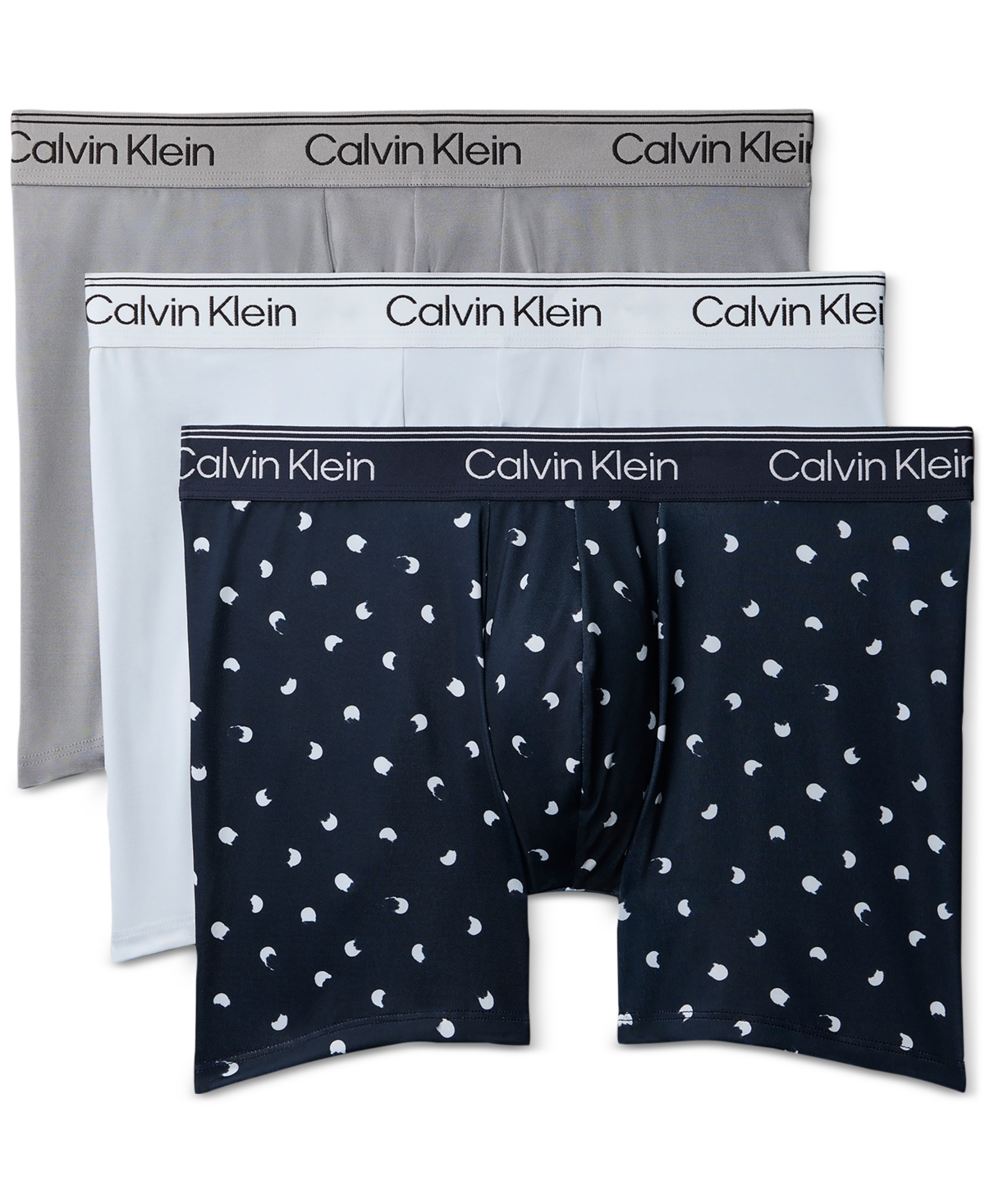 Calvin Klein Men's 3-Pack Micro Stretch Boxer Briefs - Convoy/Runnng Dot Dark Sapphire/Plein Ai