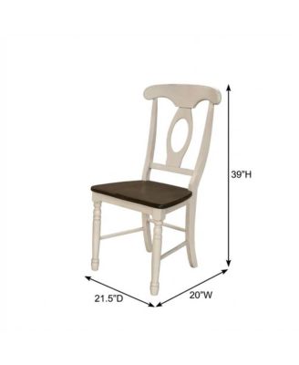 Two-Tone Wooden Dining Chairs with Distressed Finish, Set of 2