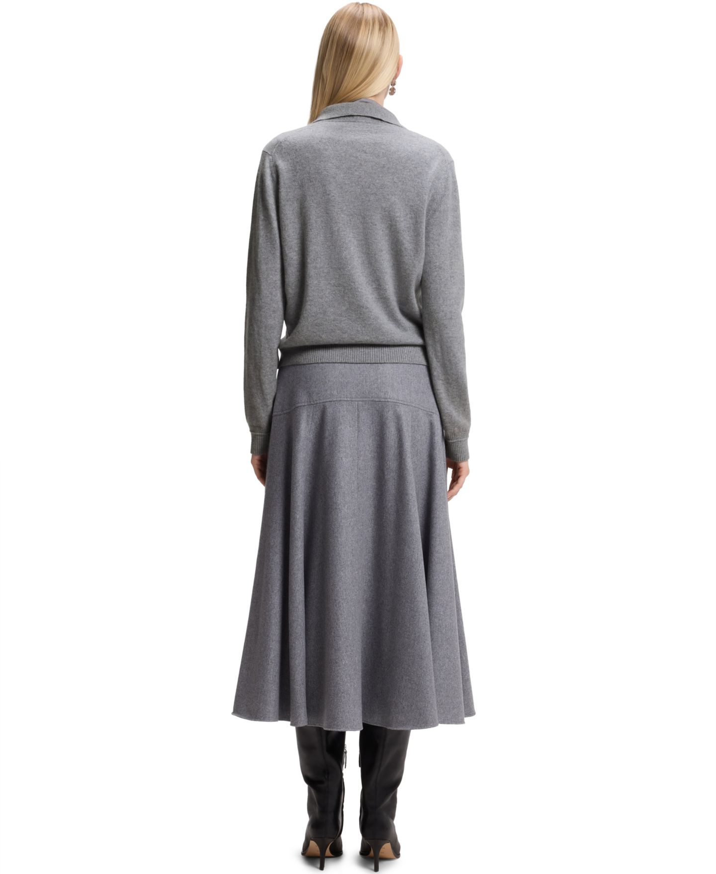 Женский свитер Hugo Boss BOSS by Falonsi Cashmere Polo Sweater, цвет: Зелёный — фото 3