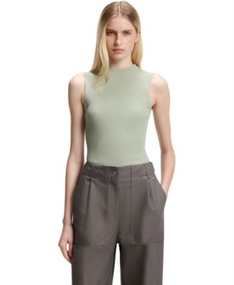 BOSS by Women's Feskies Ribbed-Knit Mock-Neck Sleeveless Top