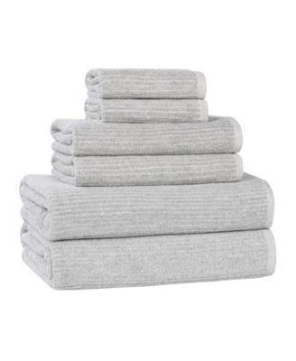 Destin Viscose Blend Absorbent Quick Dry Solid Ribbed Design 6-Piece Towel Set