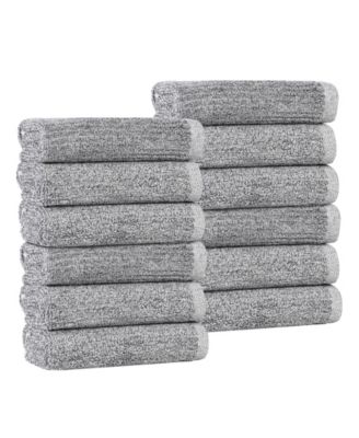 Destin Viscose Blend Absorbent Quick Dry Solid Ribbed Design 12-Piece Washcloth Set