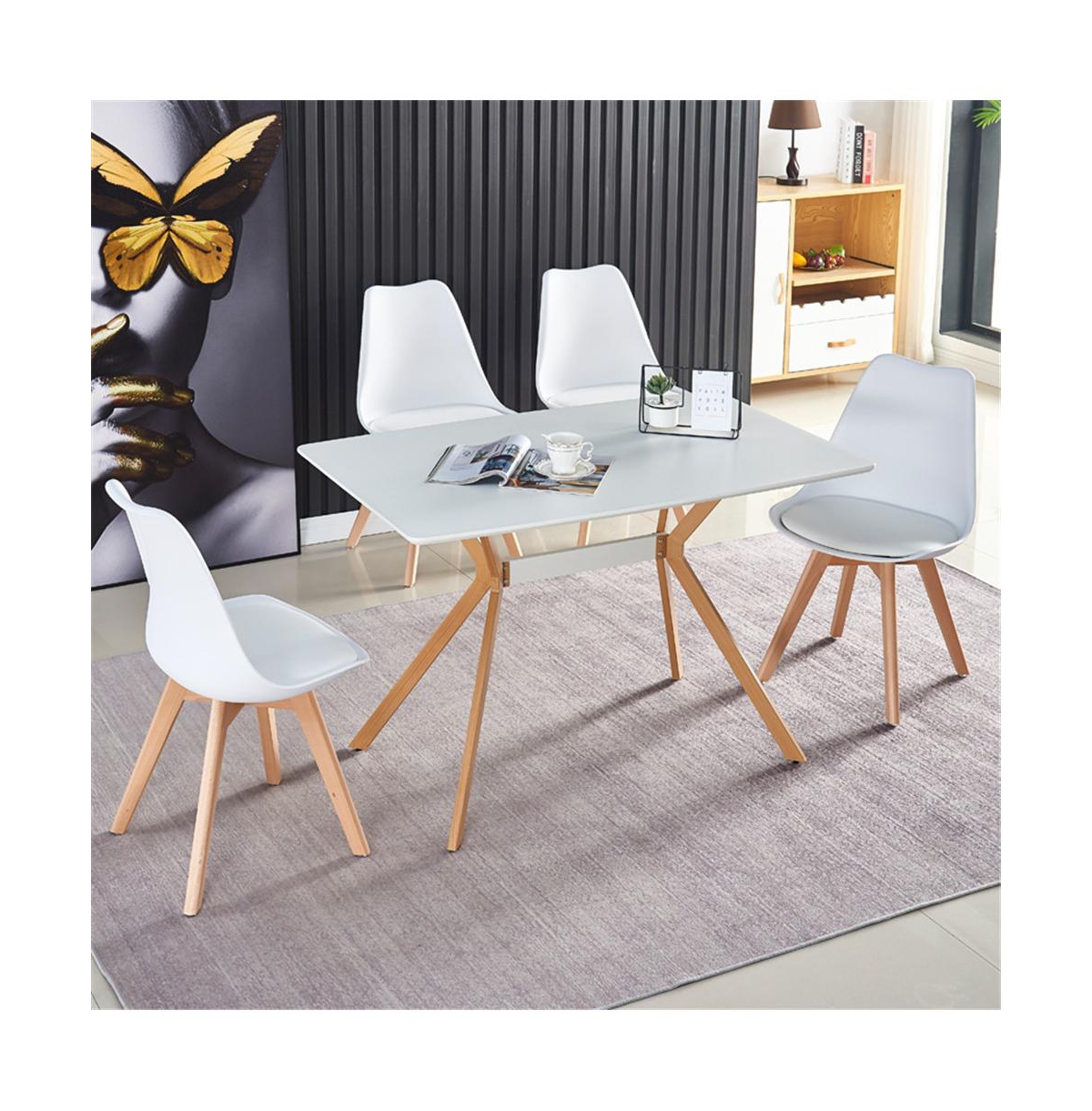 Flynama Modern Minimalist Dining Table with Mdf Top and Metal Legs