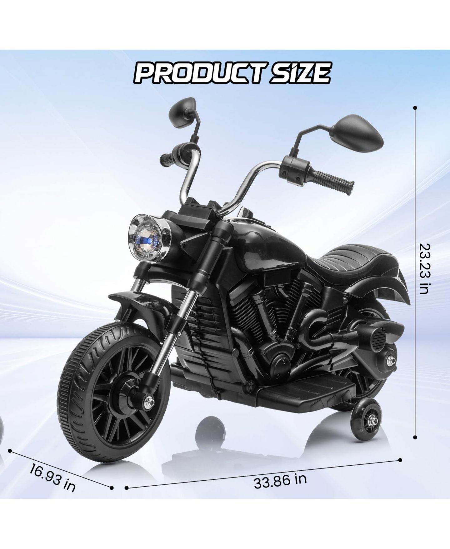 Детская игрушка homfan 12V Electric Motorcycle with Removable Training Wheels Ride-On Toy, 66 lbs Capacity, Ages 3-5, цвет: Чёрный — фото 2
