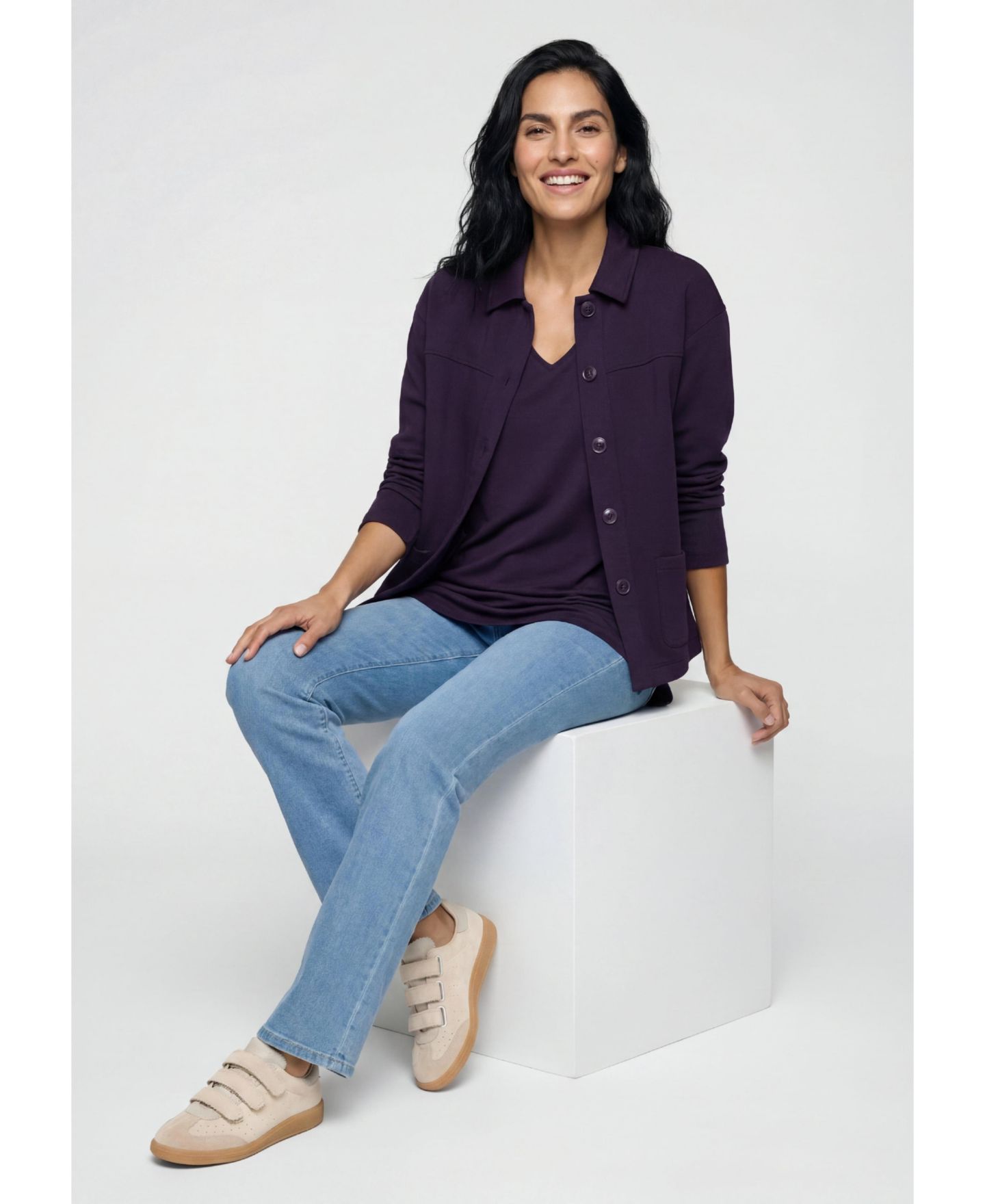 Женская футболка Olsen V-Neck 3/4-Sleeve, цвет: Сливовый — фото 5