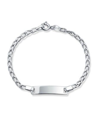 Dainty Thin Name Identification ID Bracelet Curb Link .925 Sterling Silver Small Wrist