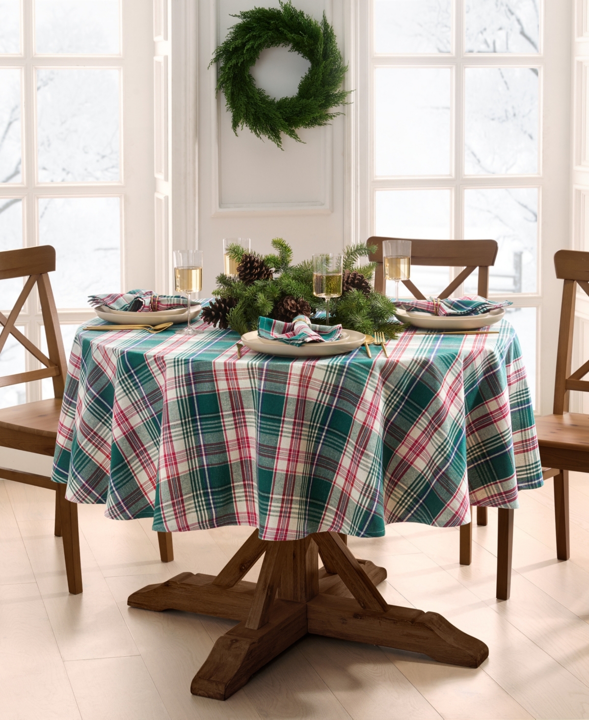 Elrene Holiday Fireside Plaid Tablecloth, 60" X 84" In Multi